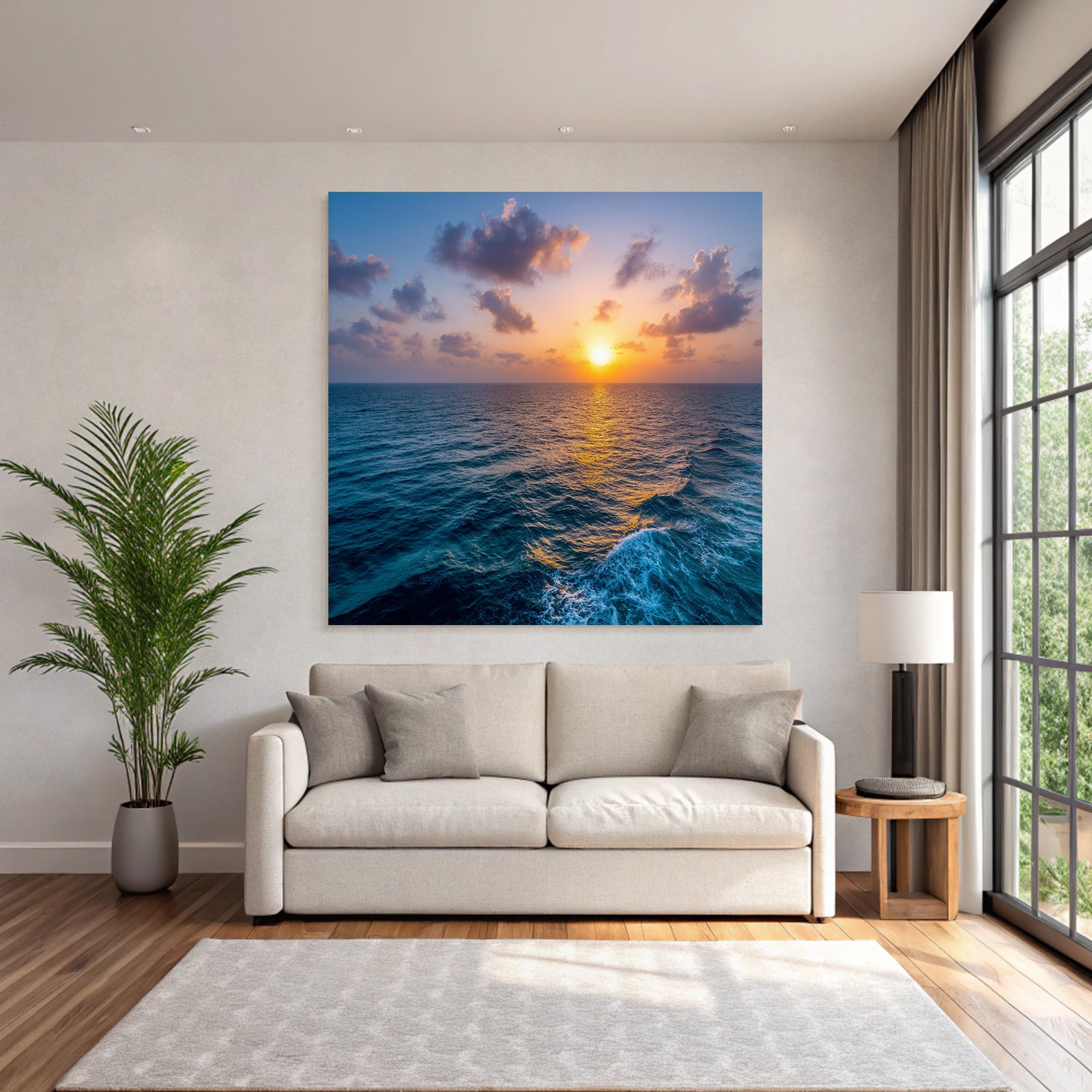 Ruhige Ozeanansicht Zum Sunset Mit Warmen Farben