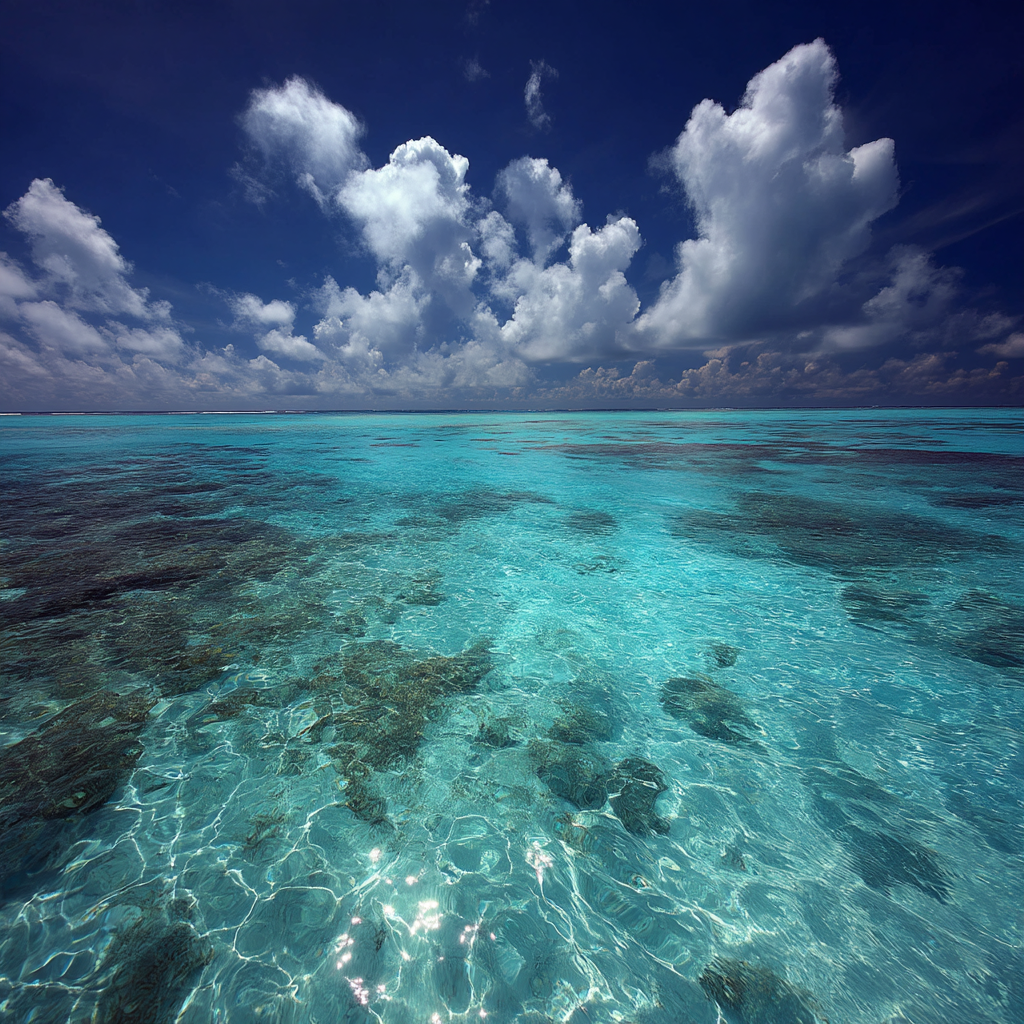Ruhige Ozeanszene Mit Klar Türkisem Wasser Und Blaüm Himmel | Seen und Unterwasserwelten | Landschaften