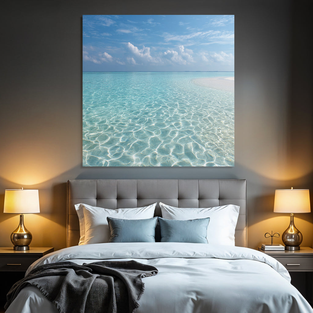 Ruhiger Strand Szenen Mit Kristallklarem Wasser Blüm Himmel