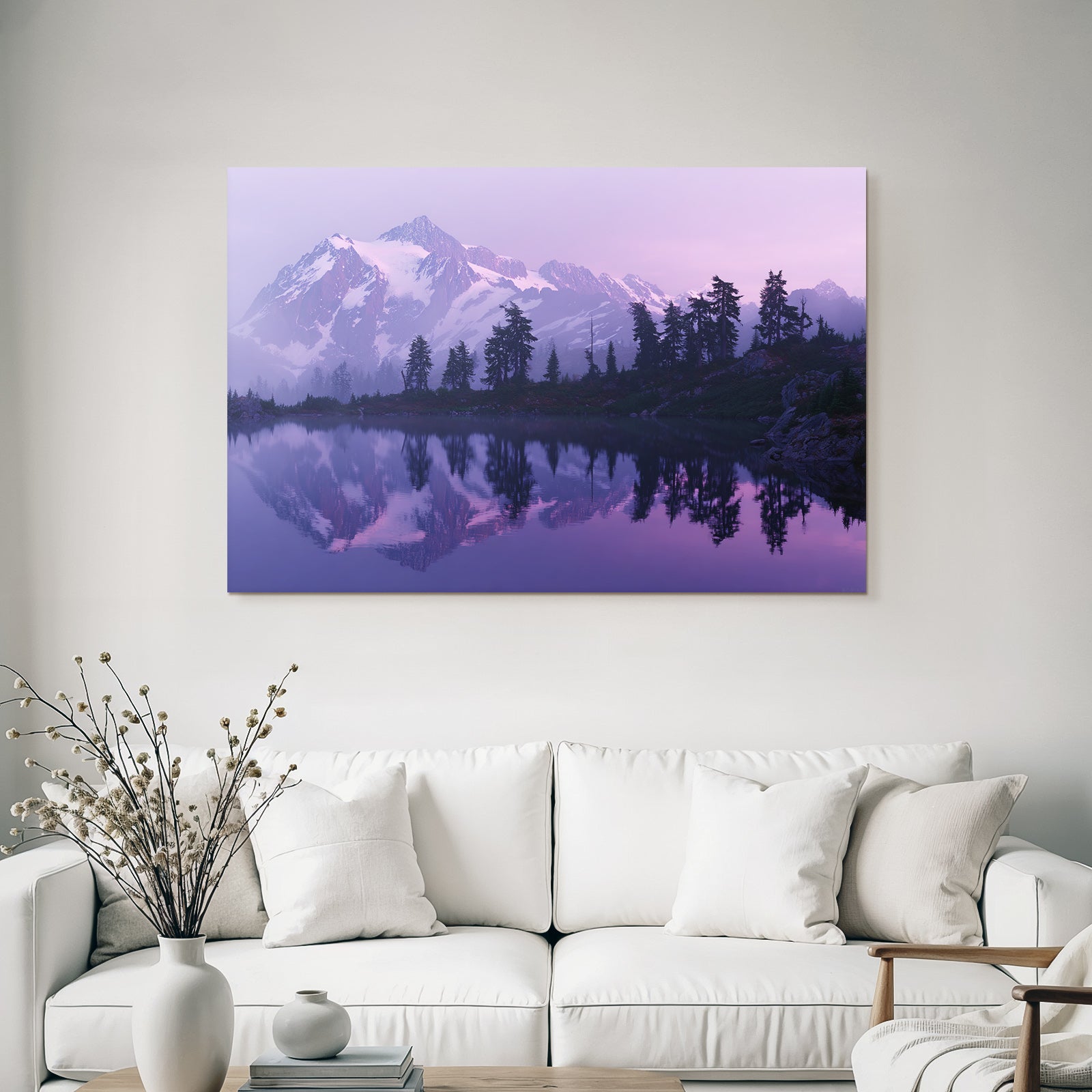 Beruhigende Berglandschaft Spiegelung In Stillwasser Dämmerung