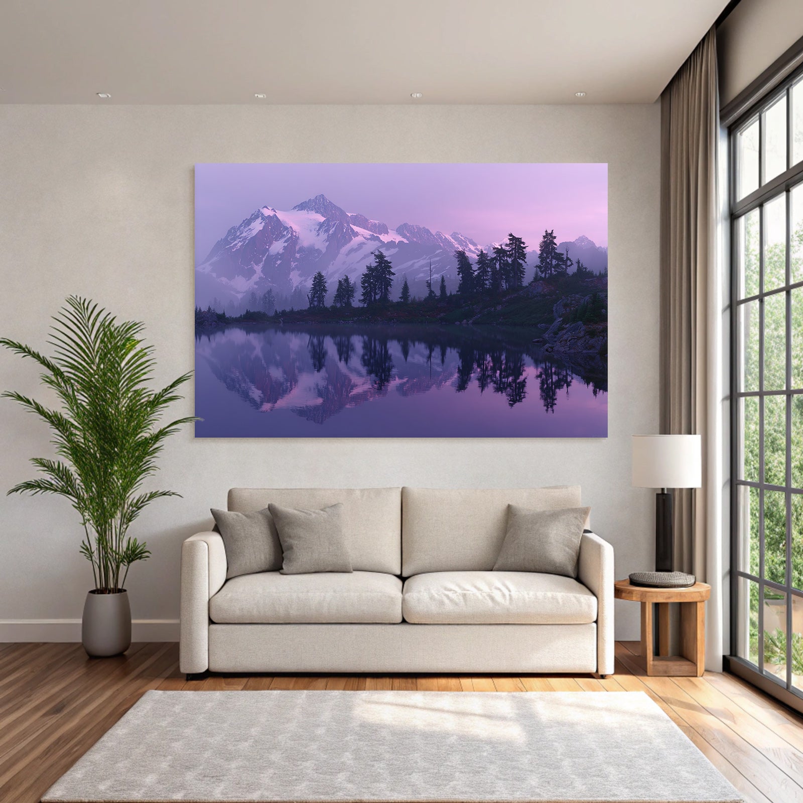 Beruhigende Berglandschaft Spiegelung In Stillwasser Dämmerung
