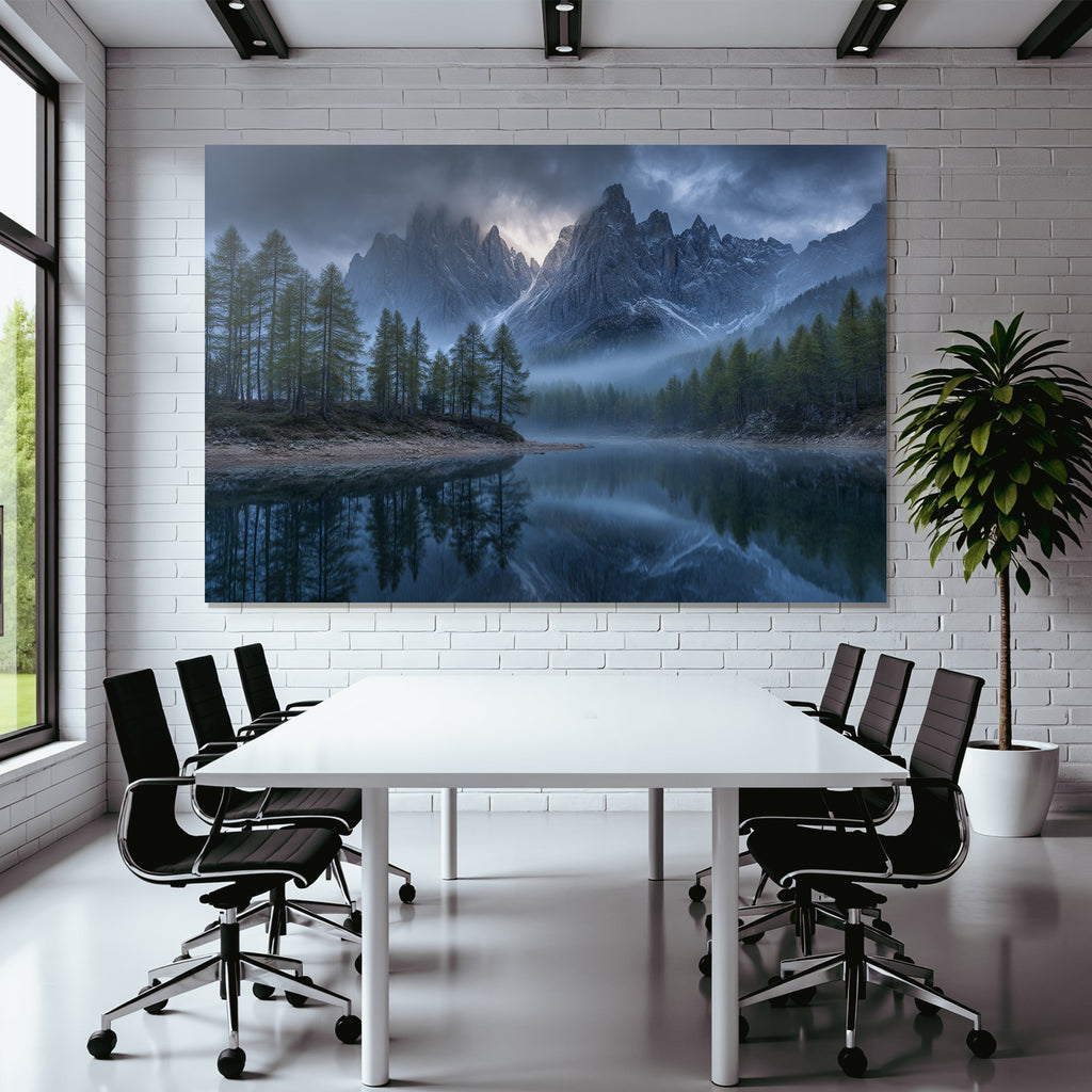 Beruhigende Landschaft Mit Bergen Und Reflektierendem Wasser