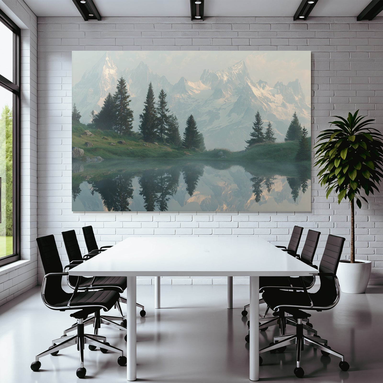 Friedliche Landschaft Mit Bergen Und Wasser Reflexion
