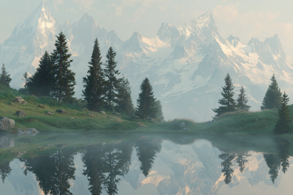 Friedliche Landschaft Mit Bergen Und Wasser Reflexion | Seen und Unterwasserwelten | Landschaften