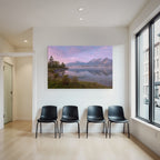 Friedliche Landschaft Mit See Und Bergen Sanfte Farben