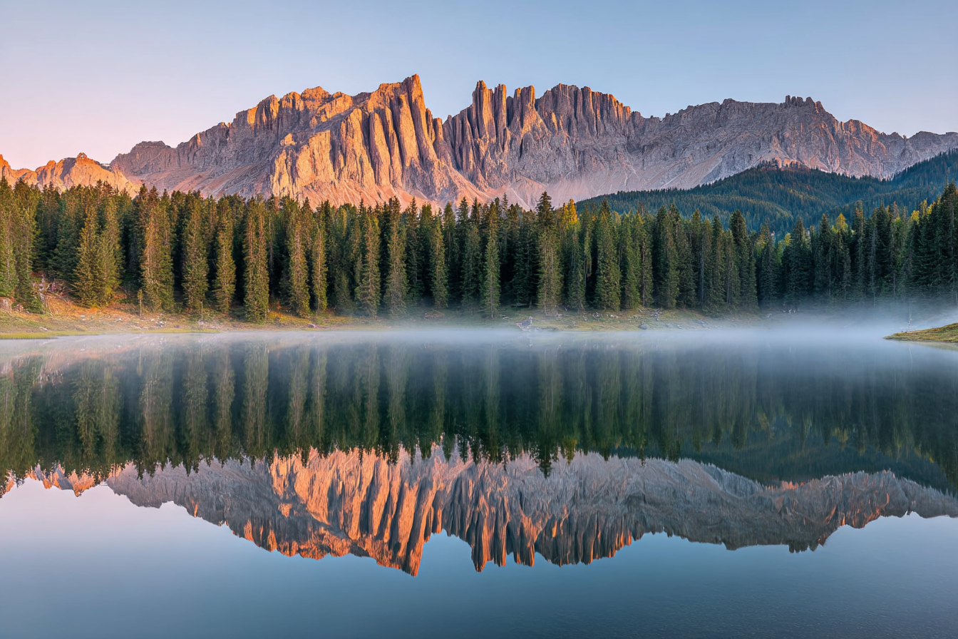 Friedliche Landschaft Reflexion Von Bergen Und Baeumen | Seen und Unterwasserwelten | Landschaften