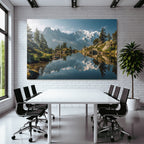 Friedliche Natur Landschaft Mit Schneebedeckten Bergen Und Reflektierendem Wasser