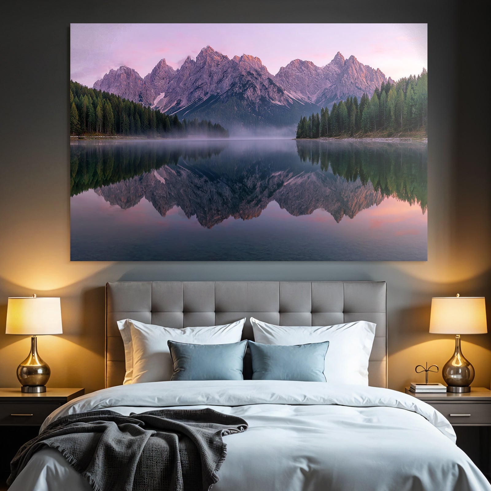 Majestic Mountains Reflected In Lake Scenic Nature Landscape