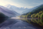 Ruhevolle Natur Mit Bergen Wald Und Wasser | Seen und Unterwasserwelten | Landschaften