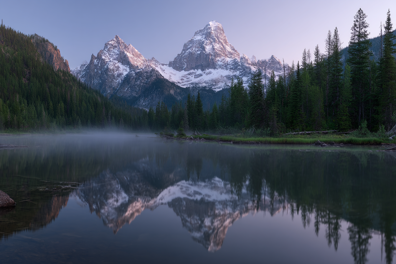 Ruhige Landschaft Bergreflexion Und Morgendlicher Nebel | Seen und Unterwasserwelten | Landschaften