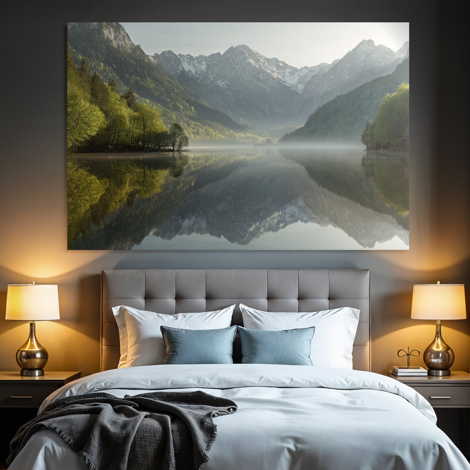 Ruhige Landschaft Mit See Und Bergen