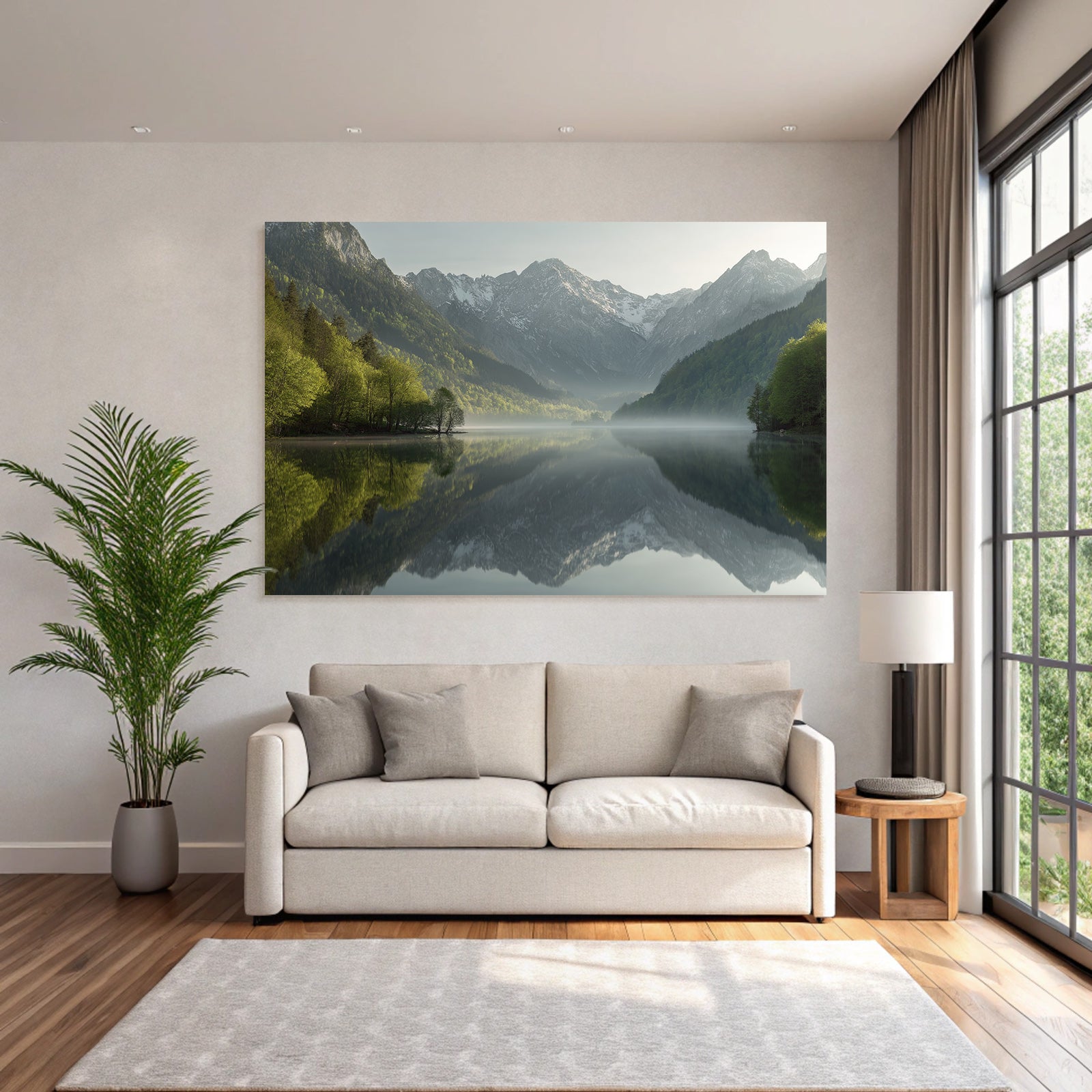 Ruhige Landschaft Mit See Und Bergen