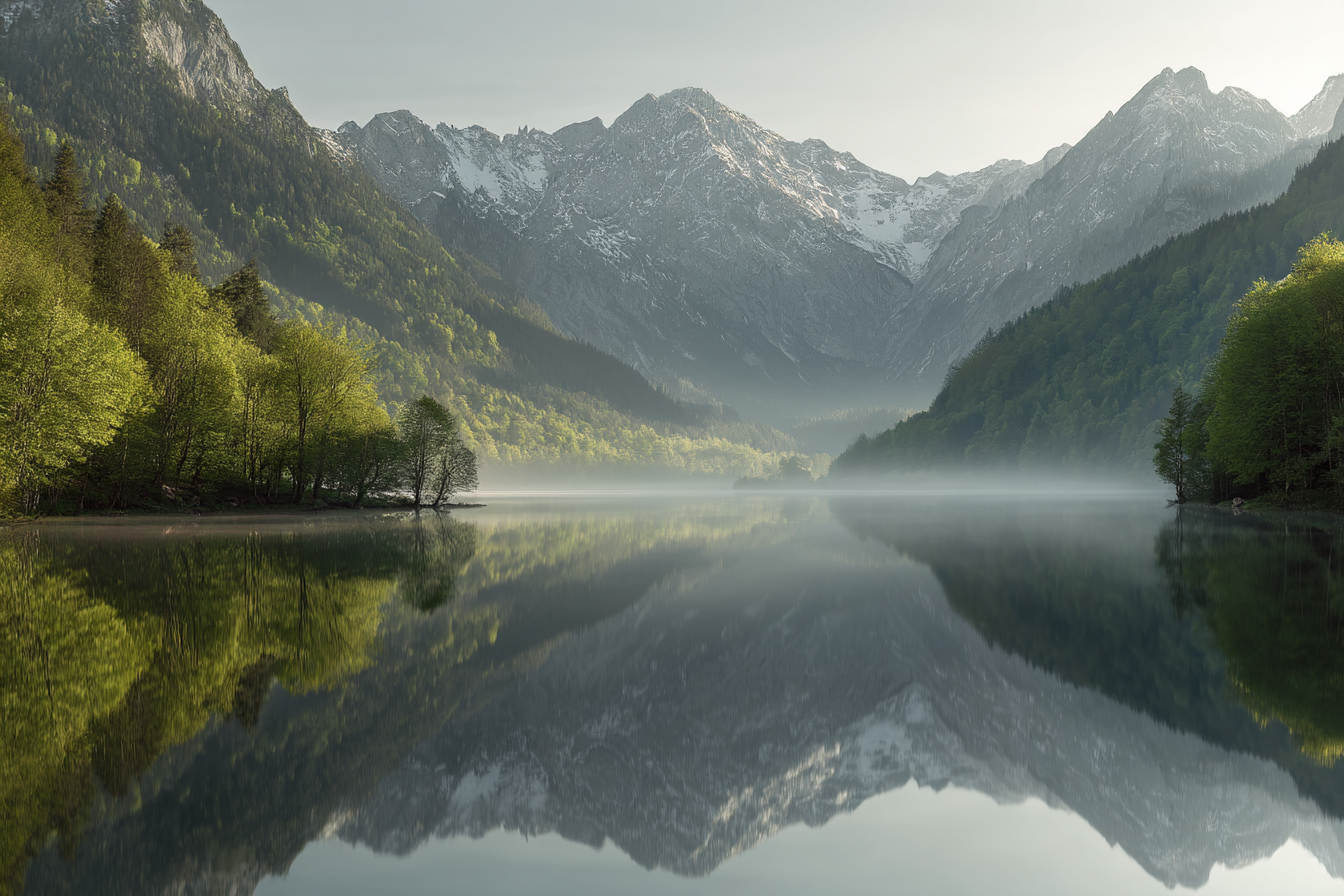 Ruhige Landschaft Mit See Und Bergen | Seen und Unterwasserwelten | Landschaften