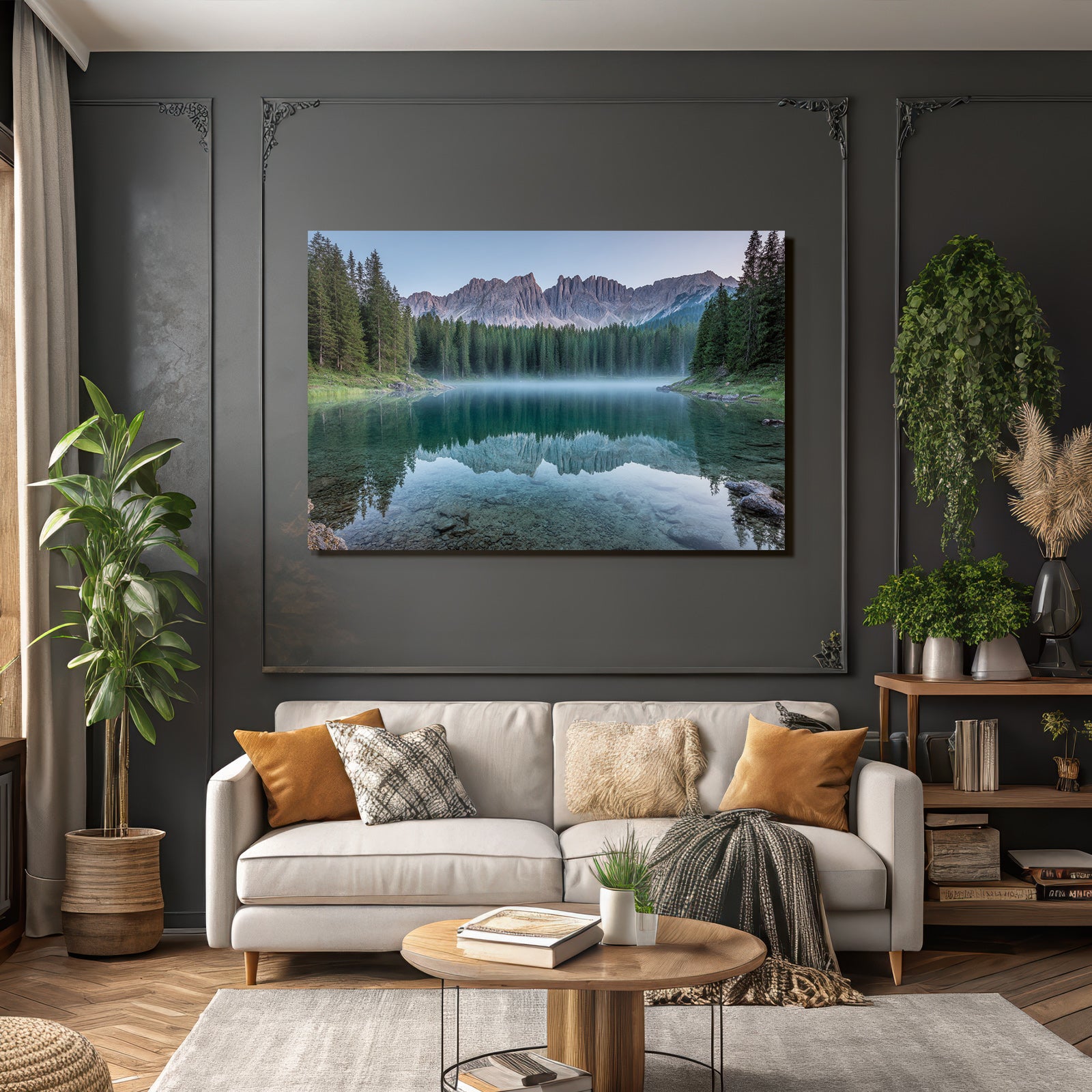 Ruhige Naturlandschaft Mit See Und Bergen