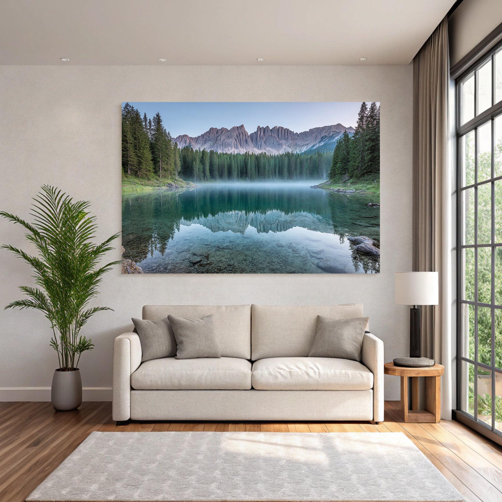 Ruhige Naturlandschaft Mit See Und Bergen