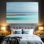 Serene Seascape Turquoise Waters Partly Cloudy Sky