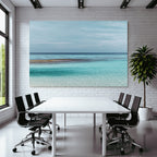 Serene Seascape Turquoise Waters Partly Cloudy Sky