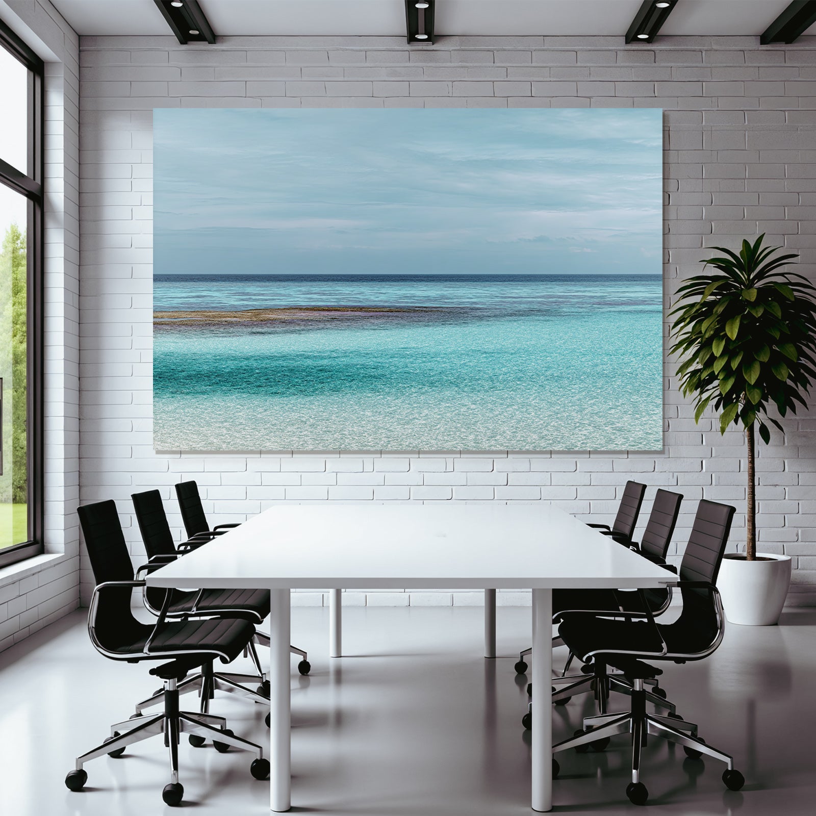 Serene Seascape Turquoise Waters Partly Cloudy Sky