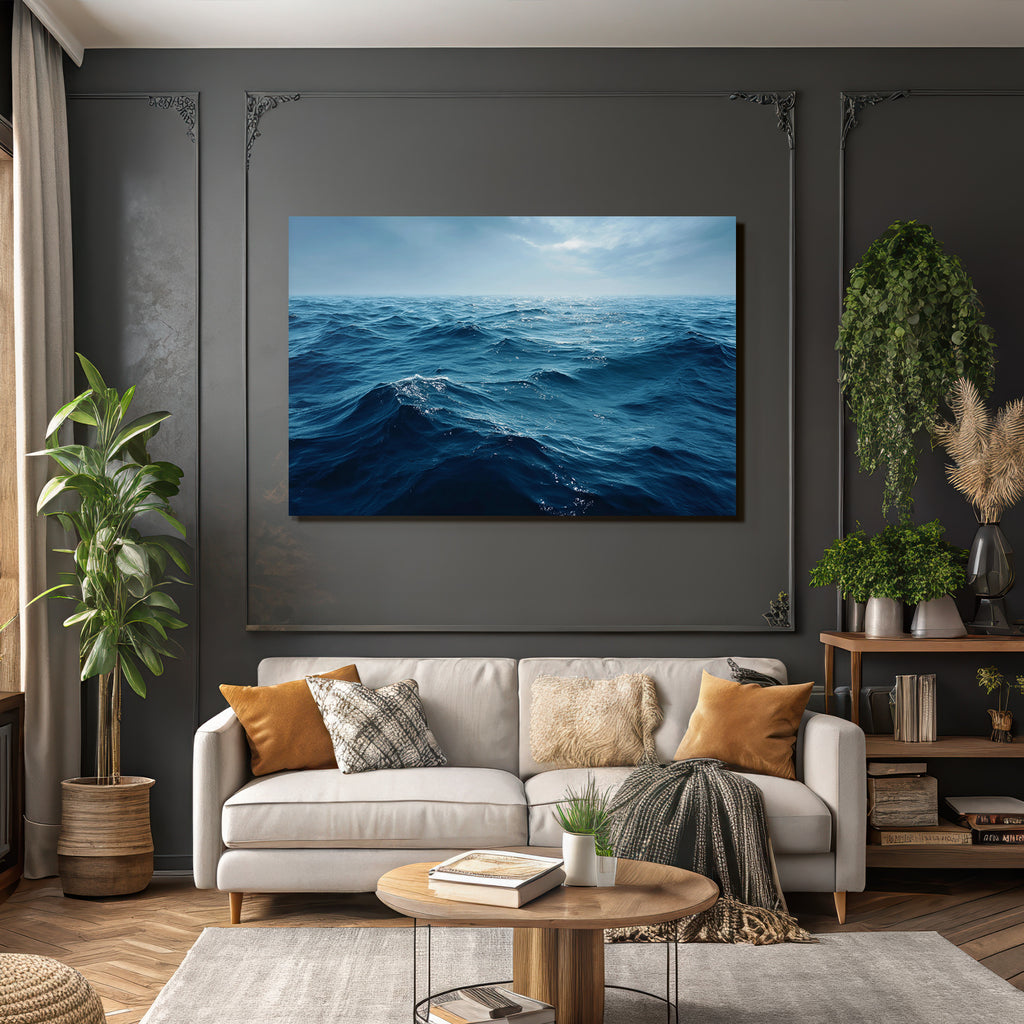 Weite Ozeanlandschaft Mit Wellen Unter Wolkigem Himmel