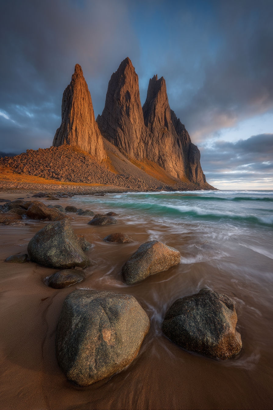 Dramatische Landschaft Klippen Strand Steine Meereswellen | Straende und Kuesten | Landschaften