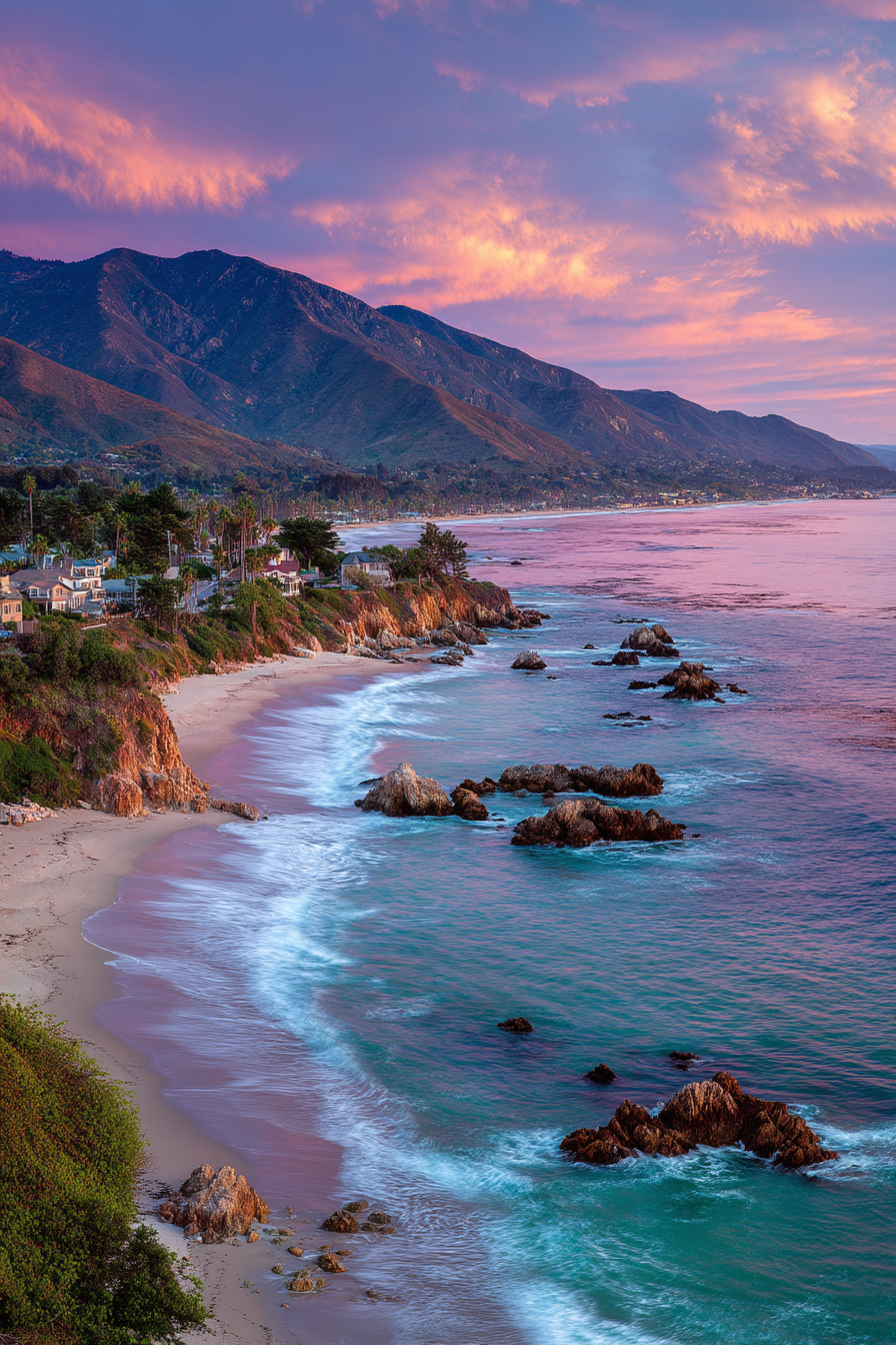 Scenic Küstenansicht Malibu Bei Sonnenuntergang | Straende und Kuesten | Landschaften