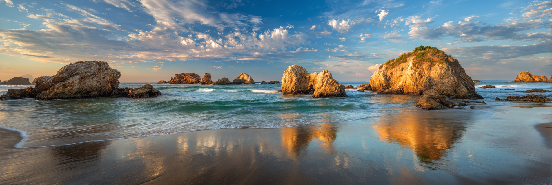 Küstenschönheit Felsen Im Meer Mit Wellen Reflexion Natur Sonnenlicht | Straende und Kuesten | Landschaften