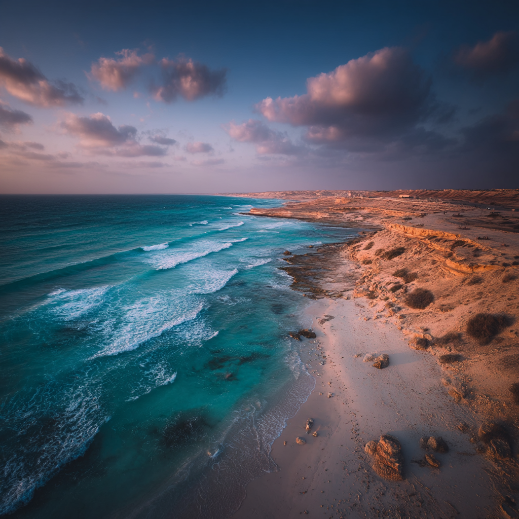Küstenlandschaft Strand Und Felsen Bei Dusk | Straende und Kuesten | Landschaften