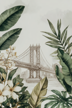 Tropen Und Dschungel Brücke Und Botanische Illustrationen In Stadtlandschaft | Tropen und Dschungel | Landschaften