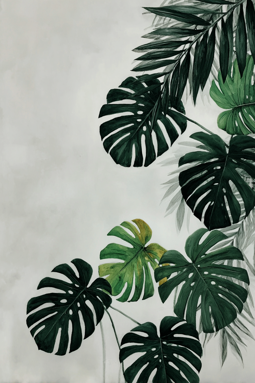 Tropen Und Dschungel Grüne Tropische Blätter Monstera Folien Illustration | Tropen und Dschungel | Landschaften