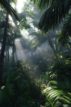 Tropen Und Dschungel Grüner Regenwald Mit Sonnenstrahlen Und Dichter Vegetation | Tropen und Dschungel | Landschaften