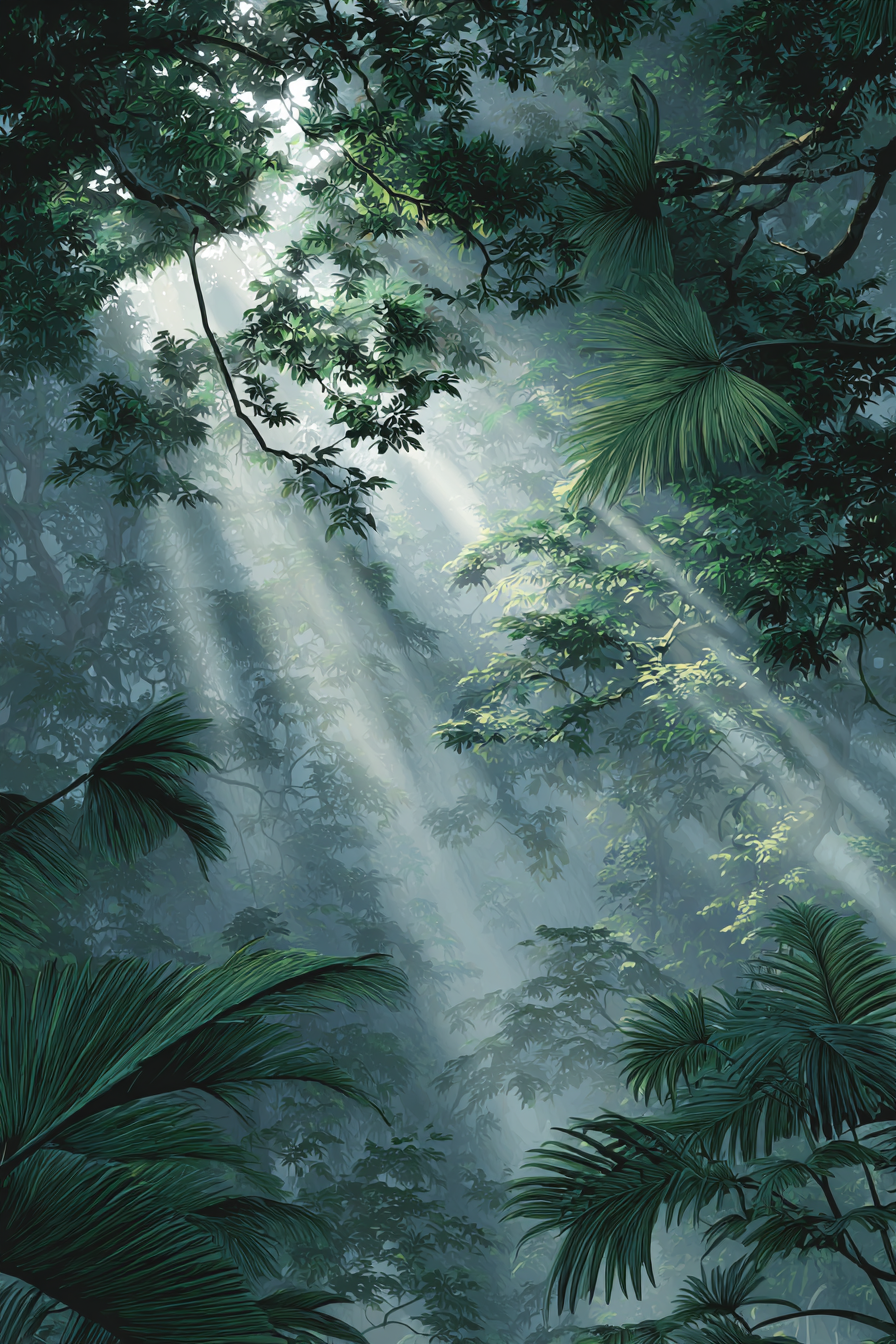 Tropen Und Dschungel Lush Grüne Jungle Szene Mit Diffusem Licht | Tropen und Dschungel | Landschaften