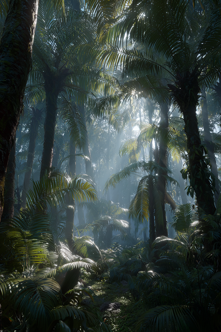 Tropen Und Dschungel Lush Illuminated Jungle Mystical Atmosphere Tropischer Urwald | Tropen und Dschungel | Landschaften