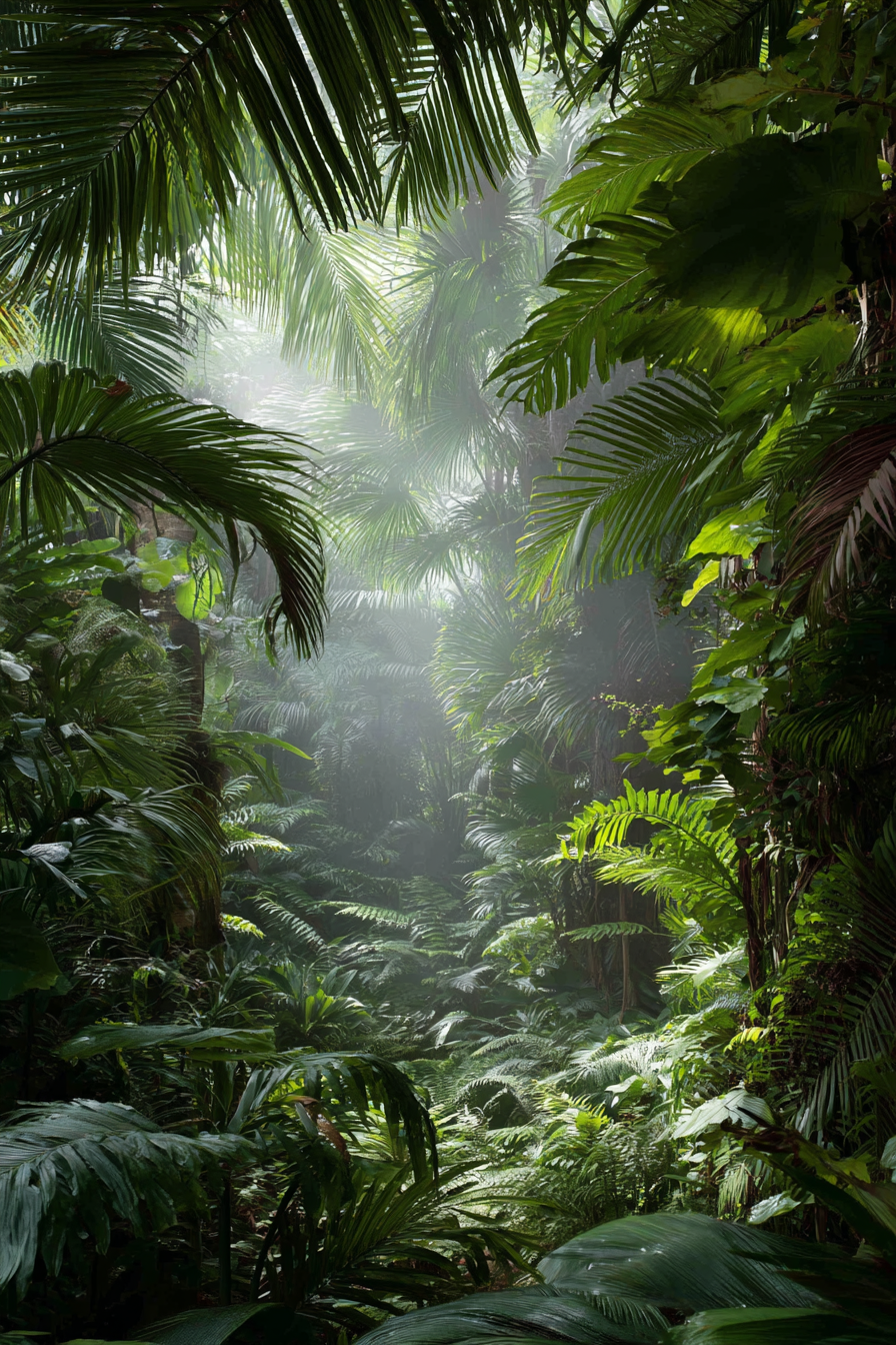 Tropen Und Dschungel Lush Regenwald Szene Mit Palmblättern Und Farnen | Tropen und Dschungel | Landschaften
