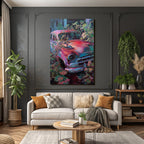 Tropics and Jungle Old Car Overgrown with Plants Nature Claims Decay