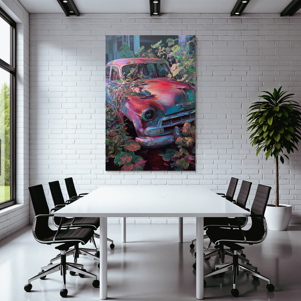 Tropics and Jungle Old Car Overgrown with Plants Nature Claims Decay