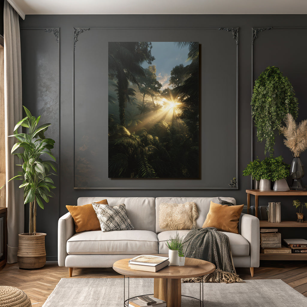 Tropics and Jungle Dense jungle with airy foliage and sunlight