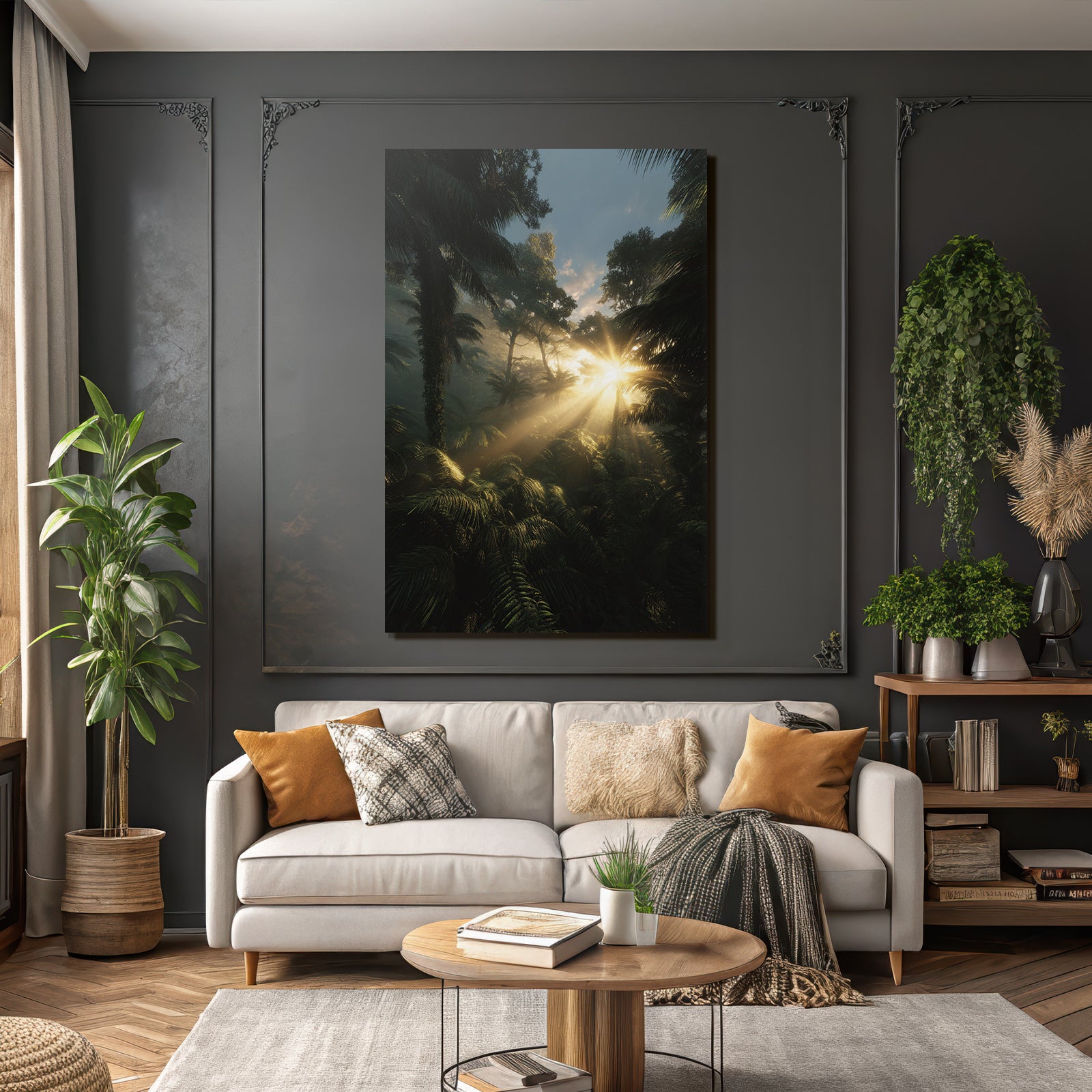 Tropics and Jungle Dense jungle with airy foliage and sunlight