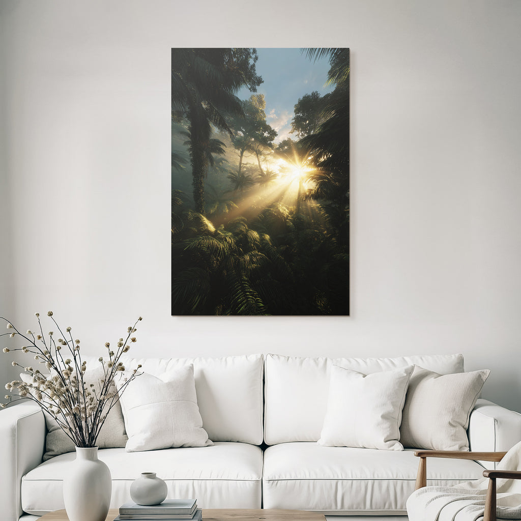 Tropics and Jungle Dense jungle with airy foliage and sunlight