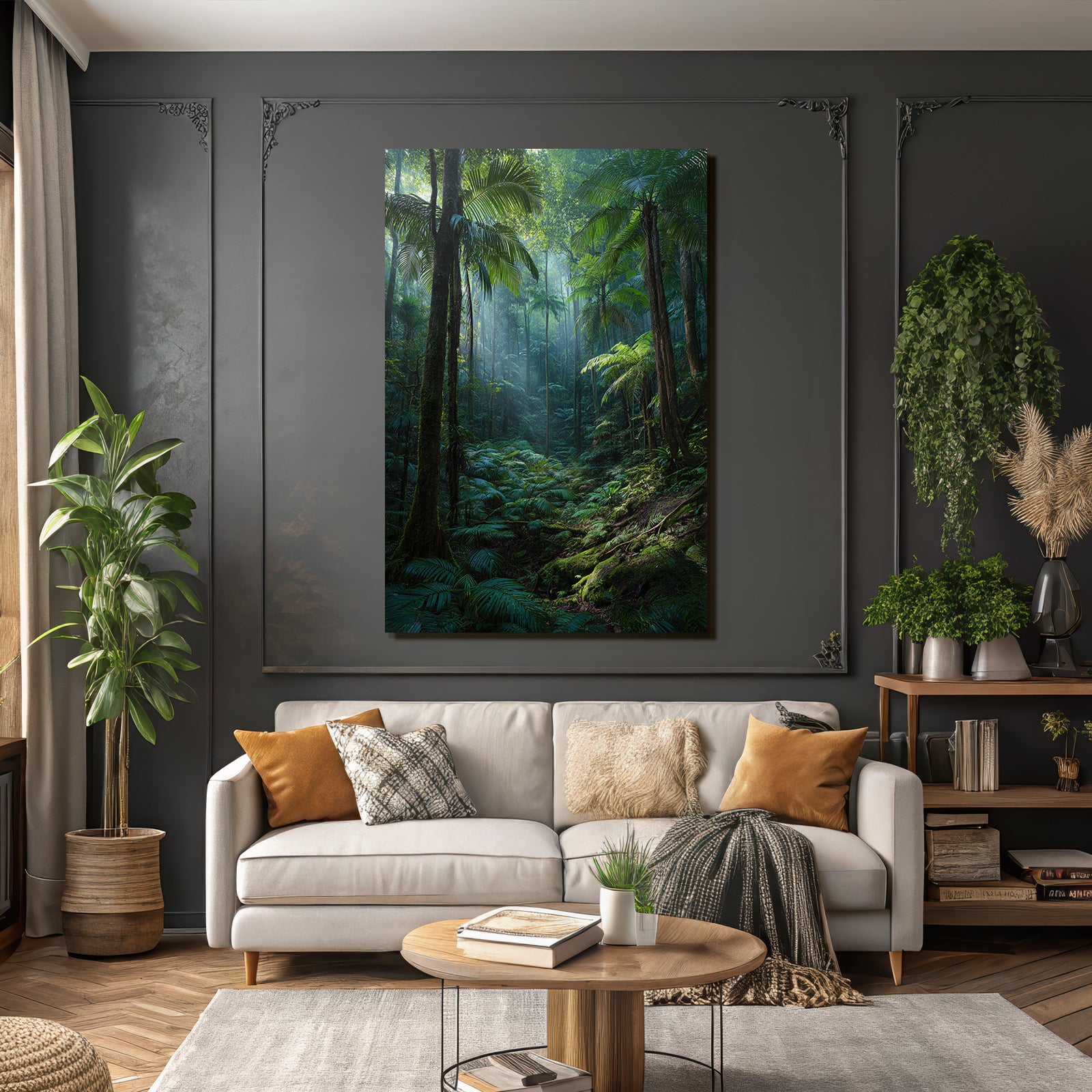 Tropics and Jungle Dense Rainforest Tropical Fauna Sunlight Through Roof Lighting