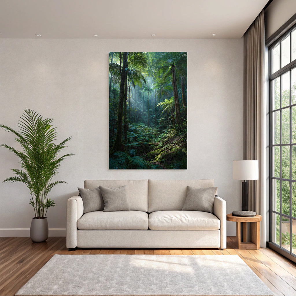 Tropics and Jungle Dense Rainforest Tropical Fauna Sunlight Through Roof Lighting