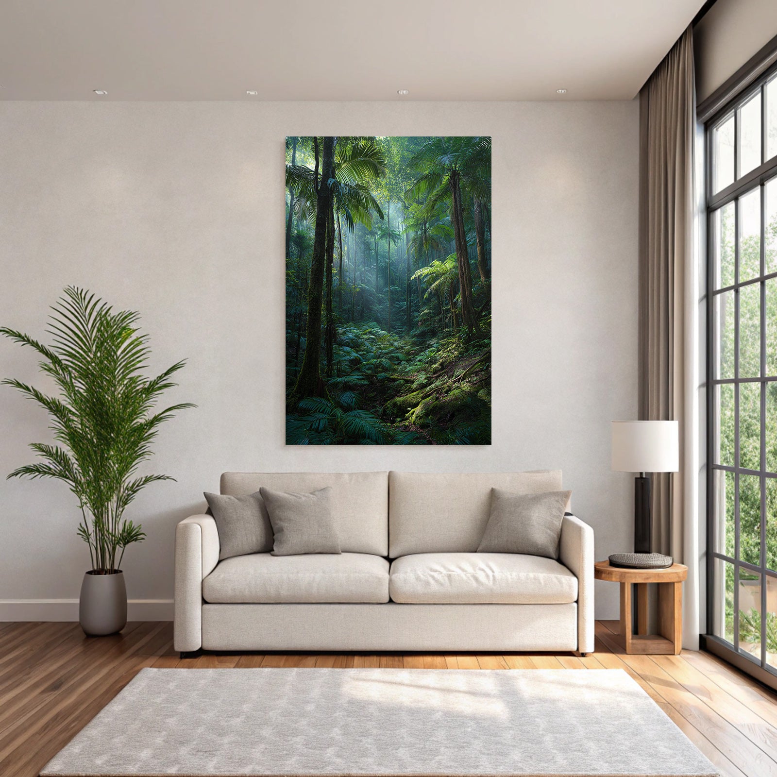 Tropics and Jungle Dense Rainforest Tropical Fauna Sunlight Through Roof Lighting