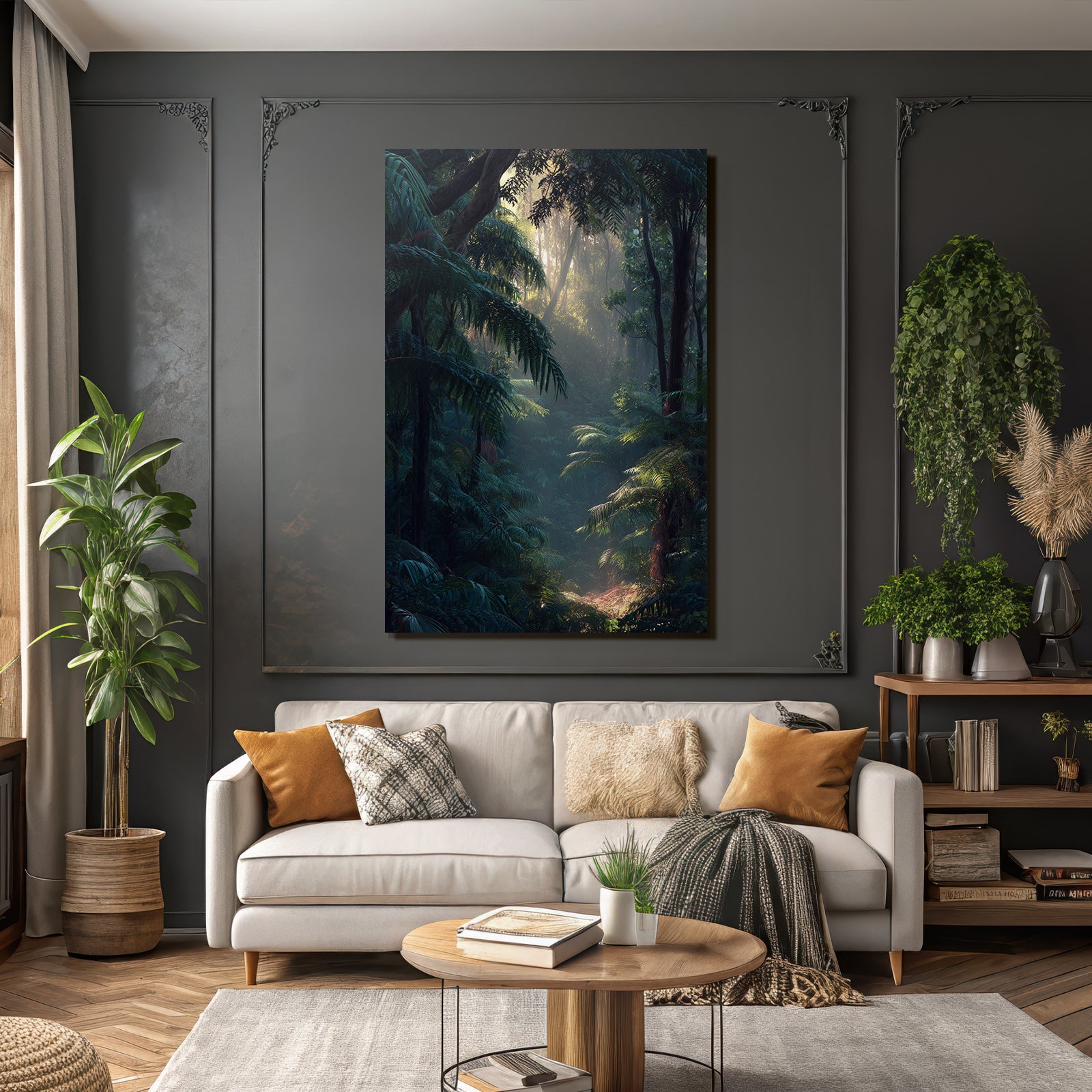 Tropics and jungle Dense forest with soft light at sunrise or sunset
