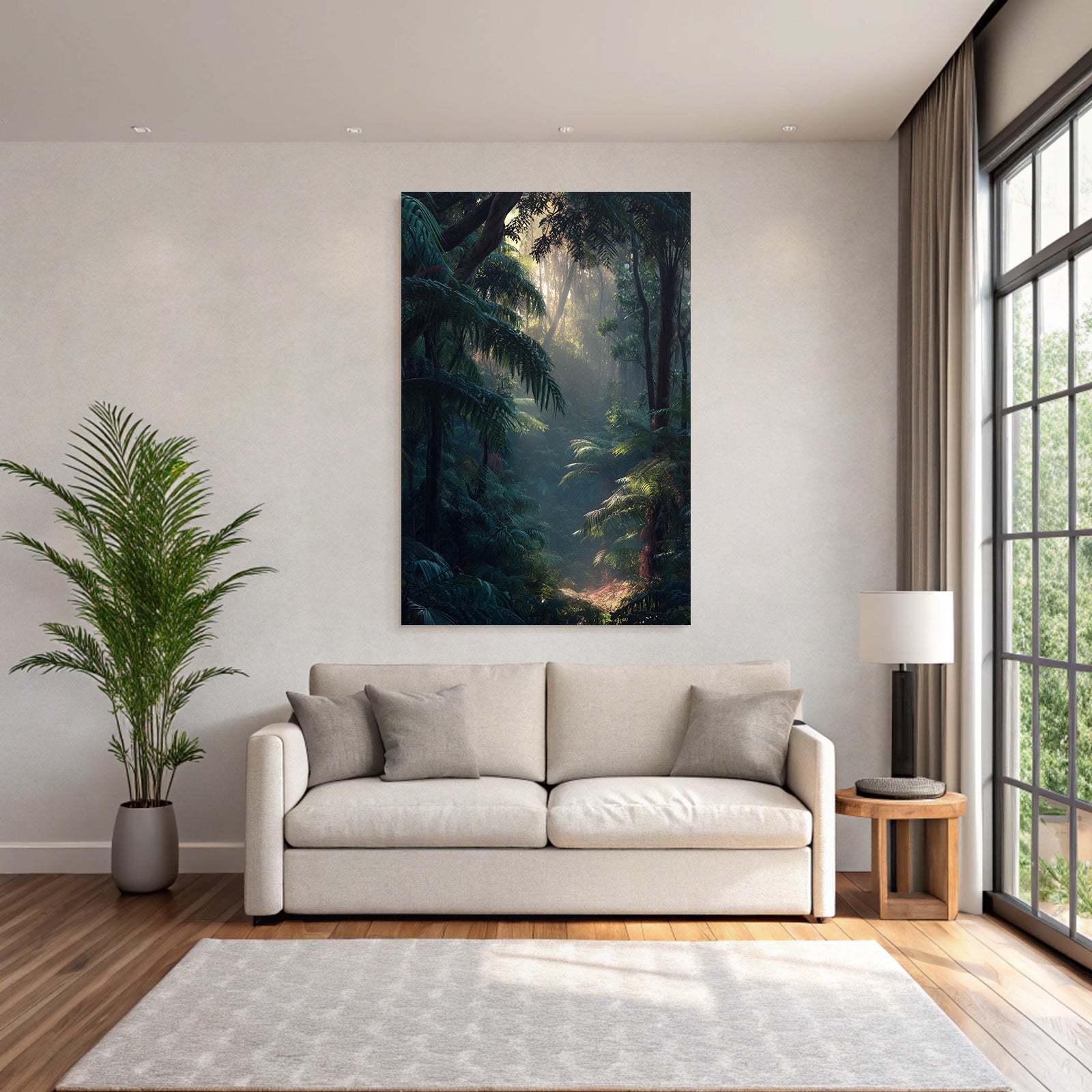 Tropics and jungle Dense forest with soft light at sunrise or sunset