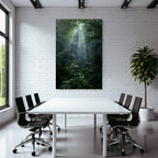 Tropics and Jungle Dense jungle scenario with sun rays and green foil type
