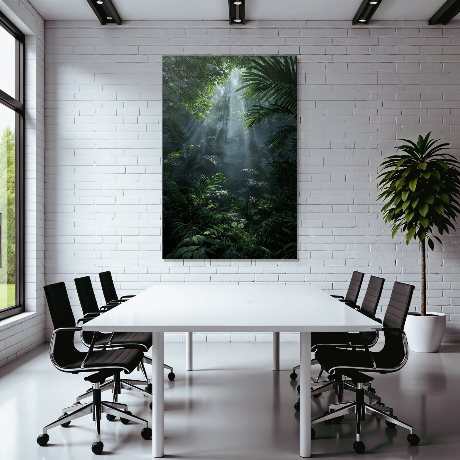 Tropics and Jungle Dense jungle scenario with sun rays and green foil type