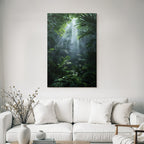 Tropics and Jungle Dense jungle scenario with sun rays and green foil type