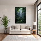 Tropics and Jungle Dense jungle scenario with sun rays and green foil type
