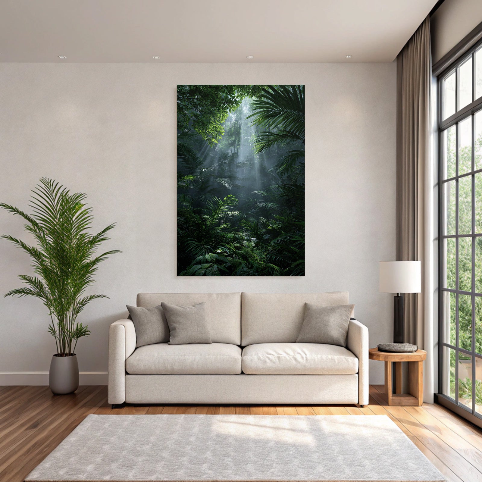Tropics and Jungle Dense jungle scenario with sun rays and green foil type