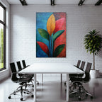 Tropics and Jungle Colorful Abstract Art with Stylized Leaves