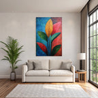 Tropics and Jungle Colorful Abstract Art with Stylized Leaves